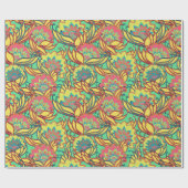 Caribbean Colors Boho Floral Geschenkpapier (Flach)
