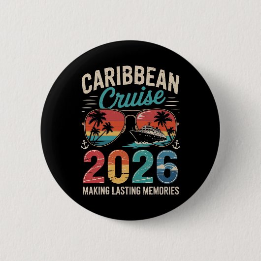 Caribbean Cruise 2026 Vacation Trip Matching Famil Button (Vorderseite)