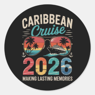 Caribbean Cruise 2026 Vacation Trip Matching Famil Runder Aufkleber