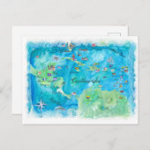 Caribbean Cruise Travel Poster Karte Antillen (Vorne/Hinten)