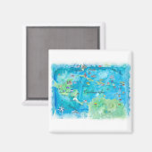 Caribbean Cruise Travel Poster Map Antilles West Magnet (Vorderseite/Rückseite)