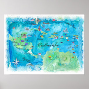 Caribbean Cruvel Travel Poster Karte Poster