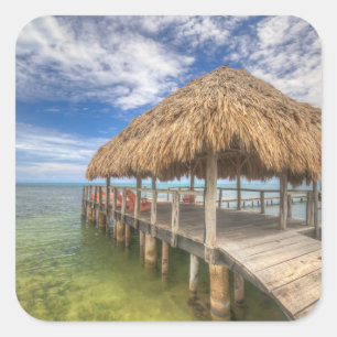 Caribbean Dock Quadratischer Aufkleber