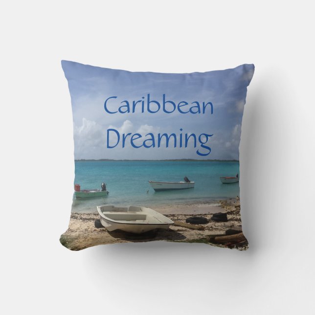 Caribbean Dreaming Bonaire Fishing Boote Ozean Kissen (Vorderseite)