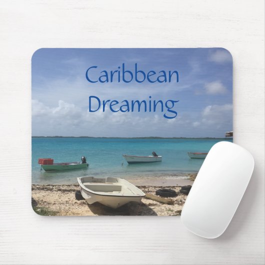 Caribbean Dreaming Bonaire Fishing Boote Ozean Mousepad (Mit Mouse)