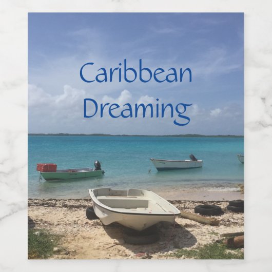 Caribbean Dreaming Bonaire Fishing Boote Ozean Weinetikett (Einzelnes Label)