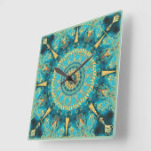 Caribbean Gold Mandala Wall Clock Quadratische Wanduhr (Winkel)