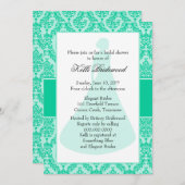 Caribbean Green Damask Brautparty Einladung (Vorne/Hinten)
