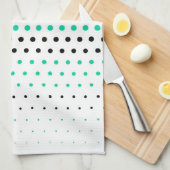 Caribbean Green und Black Polka Dot Geschirrtuch (Viertel Falte)