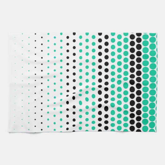 Caribbean Green und Black Polka Dot Geschirrtuch (Horizontal)