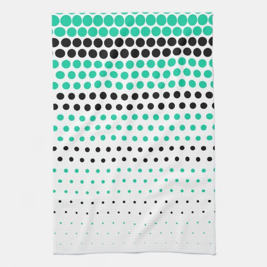 Caribbean Green und Black Polka Dot Geschirrtuch (Vertikal)