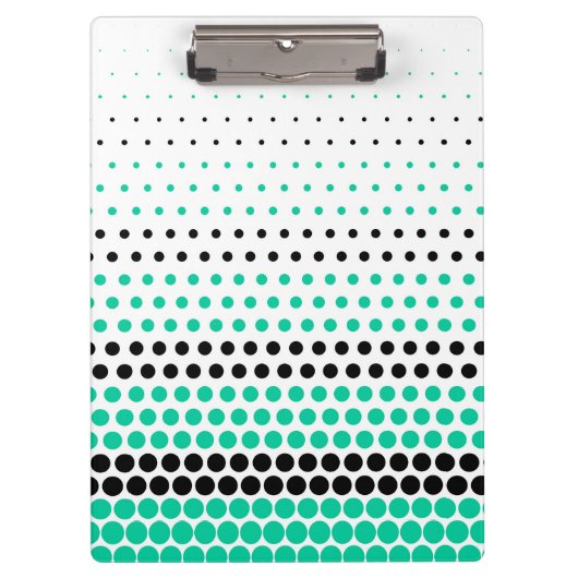 Caribbean Green und Black Polka Dot Klemmbrett (Vorderseite)