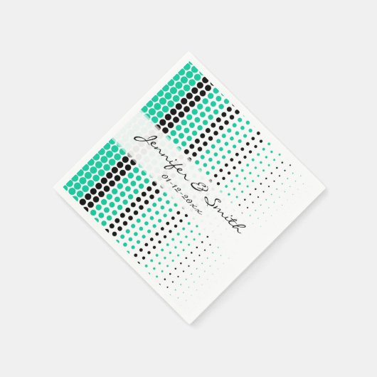 Caribbean Green und Black Polka Dot Serviette (Ecke)
