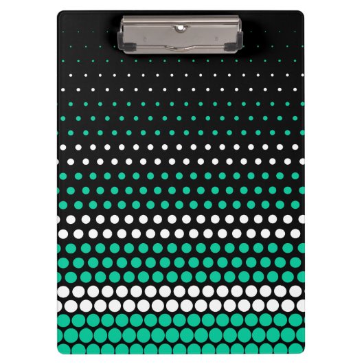 Caribbean Green und White Polka Dot Klemmbrett (Vorderseite)