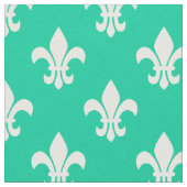 Caribbean Green, White Lilie Pattern Stoff (Nahaufnahme)