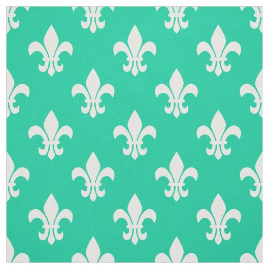 Caribbean Green, White Lilie Pattern Stoff (Muster)