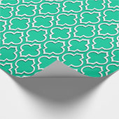 Caribbean Green White XL Marokkanisches Quatrefoli Geschenkpapier (Ecke)