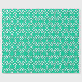 Caribbean Green White XL Marokkanisches Quatrefoli Geschenkpapier (Flach)
