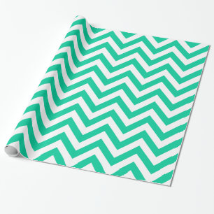 Caribbean Green White XL Zickzack ZigZag Muster Geschenkpapier