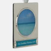Caribbean Horizon Tropical Turquoise Blue Banner-Ornament Silber (Rechts)