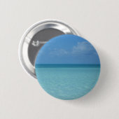 Caribbean Horizon Tropical Turquoise Blue Button (Vorne & Hinten)