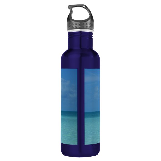 Caribbean Horizon Tropical Turquoise Blue Edelstahlflasche (Rückseite)