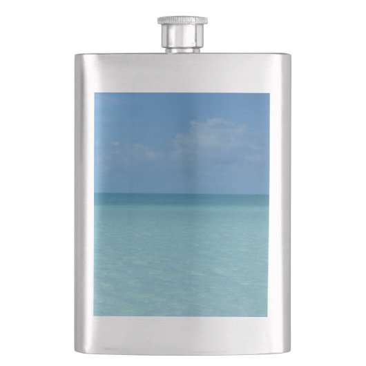 Caribbean Horizon Tropical Turquoise Blue Flachmann (Vorderseite)