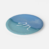 Caribbean Horizon Tropical Turquoise Blue Monogram Pappteller (Schrägansicht)