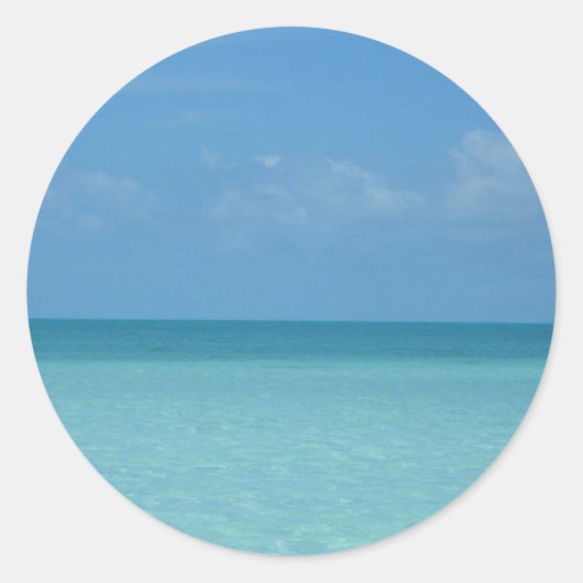 Caribbean Horizon Tropical Turquoise Blue Runder Aufkleber (Vorderseite)