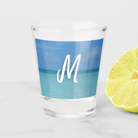 Caribbean Horizon Tropical Turquoise Blue Schnapsglas (Vorderseite)