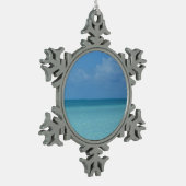 Caribbean Horizon Tropical Turquoise Blue Schneeflocken Zinn-Ornament (Links)