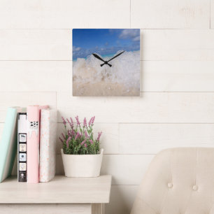 Caribbean Island Wave Liebe 2 Quadratische Wanduhr