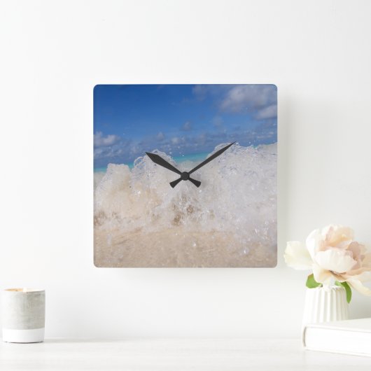 Caribbean Island Wave Liebe 2 Quadratische Wanduhr (Zuhause)