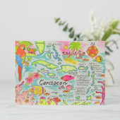  Caribbean Islands 5x7 Map Big Postcard (Stehend Vorderseite)