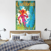 Caribbean Jungle Bright Vintage Travel Poster Leinwanddruck (Insitu (Schlafzimmer))