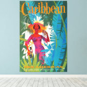 Caribbean Jungle Bright Vintage Travel Poster Leinwanddruck (Insitu (Holzboden))
