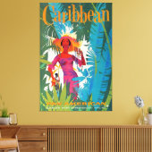 Caribbean Jungle Bright Vintage Travel Poster Leinwanddruck (Insitu (Wohnzimmer))