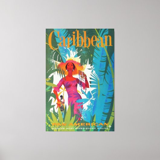 Caribbean Jungle Bright Vintage Travel Poster Leinwanddruck (Vorderseite)