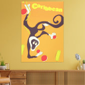Caribbean Monkey Vintage Reiseplakat Leinwanddruck (Insitu (Wohnzimmer))