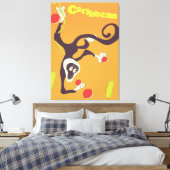 Caribbean Monkey Vintage Reiseplakat Leinwanddruck (Insitu (Schlafzimmer))