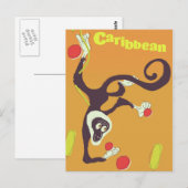 Caribbean Monkey Vintage Reiseplakat Postkarte (Vorne/Hinten)