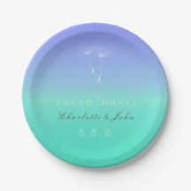 Caribbean Ocean Blue Pastel Ombre Paper Plate