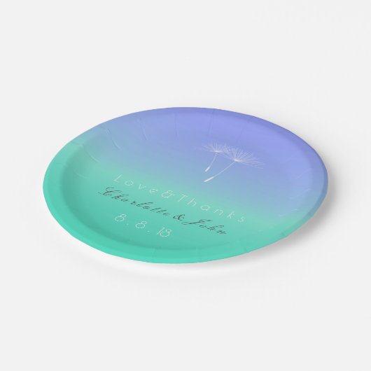 Caribbean Ocean Blue Pastel Ombre Paper Plate Pappteller (Schrägansicht)