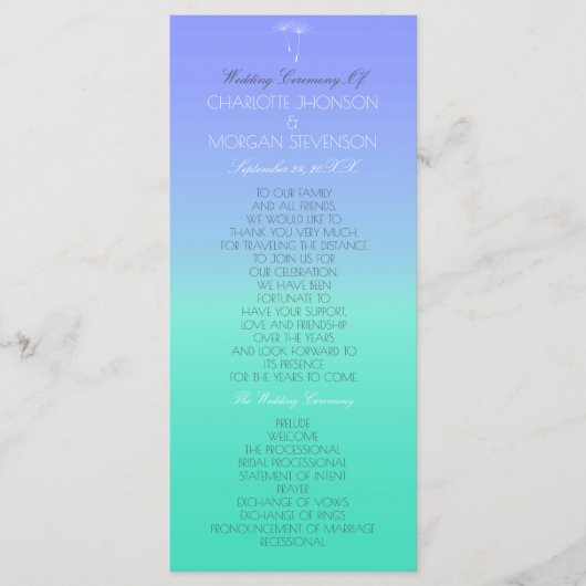 Caribbean Ocean Pastel Ombre Wedding Program Programm (Vorderseite)