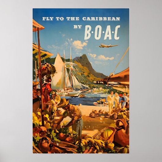 Caribbean Painting BOAC Travel Poster Art Print (Vorne)