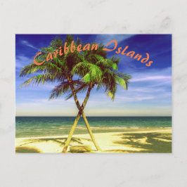 Caribbean Palm Tree Tropical Island Beach Postkarte
