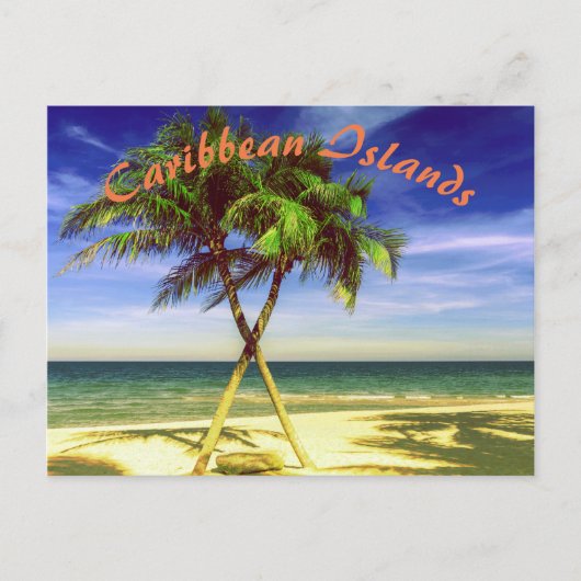Caribbean Palm Tree Tropical Island Beach Postkarte (Vorderseite)