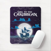 Caribbean Pirate Cartoon Travel Print. Mousepad (Mit Mouse)
