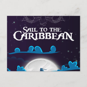 Caribbean Pirate Cartoon Travel Print. Postkarte