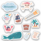 Caribbean Pirates Island Ocean Whale Boys Aufkleber (Vorderseite)